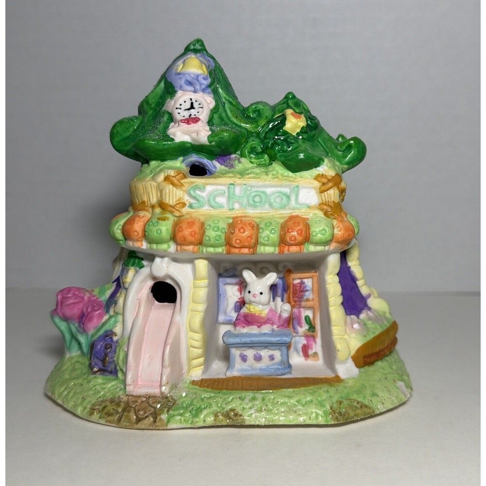 Hoppy Hollow “School”‎ 2004 Porcelain Easter Bunny Rabbit Village House Vintage